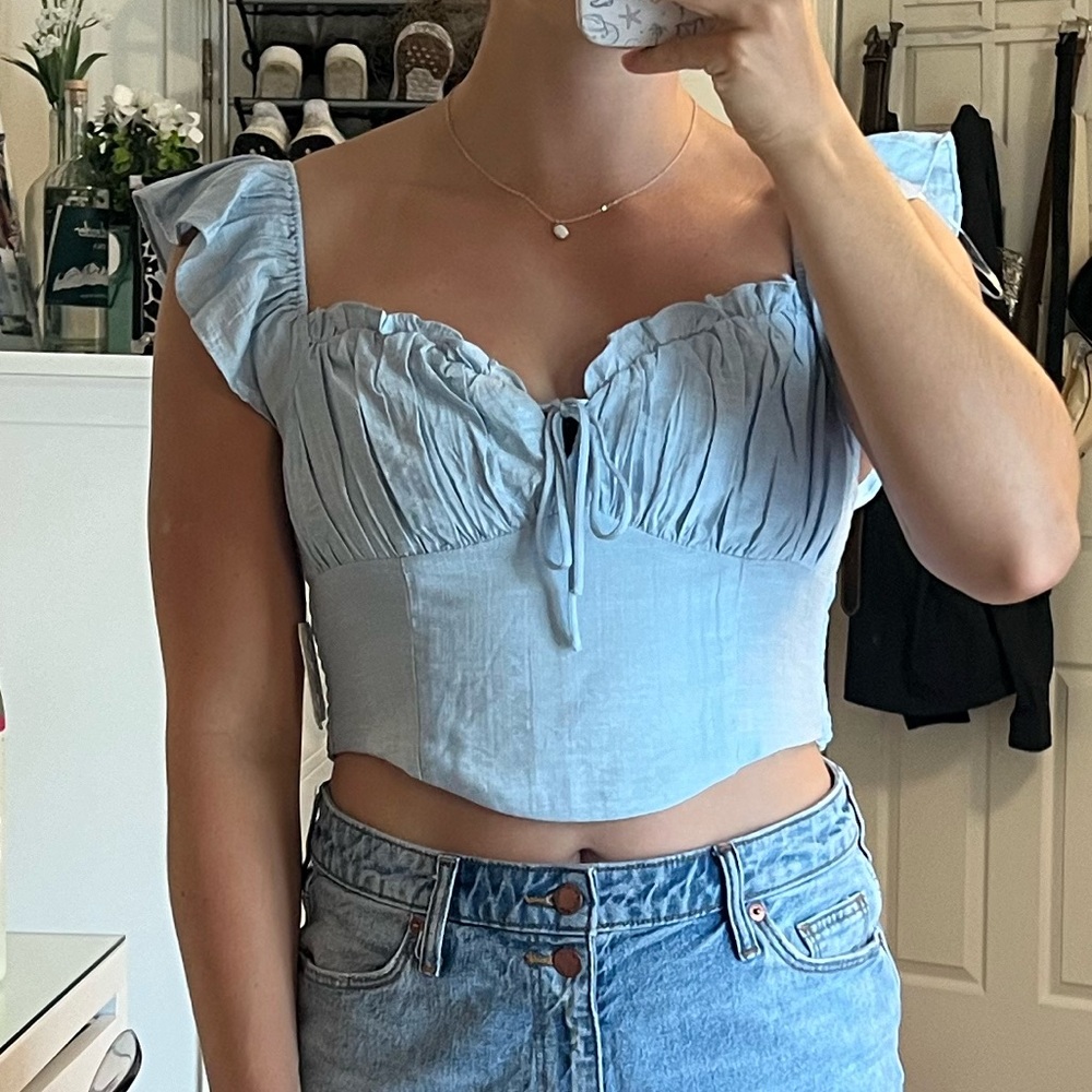 Light Blue Bustier Crop Top
